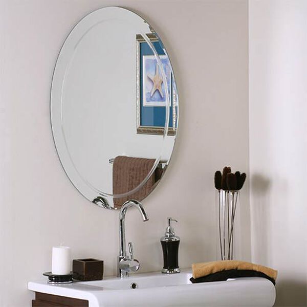Oval Frameless Mirror with Scallop Edges, image 1