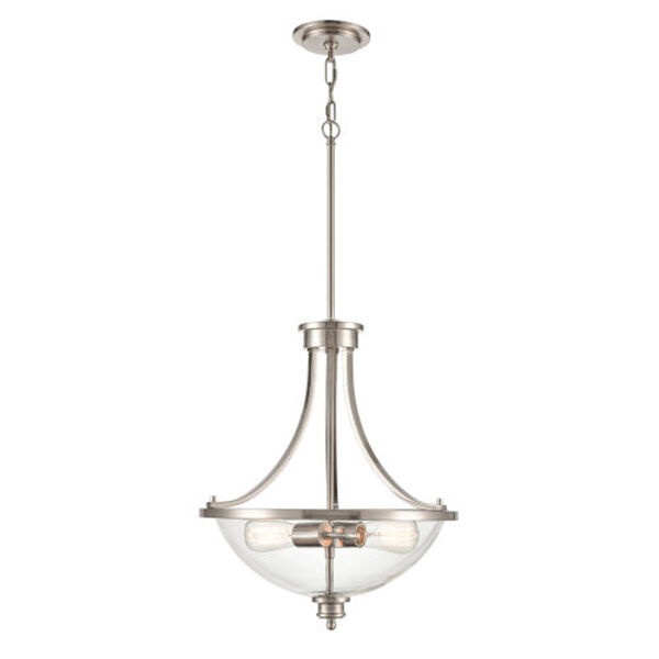 Fredrick Brushed Nickel Two-Light Chandelier with Transparent Glass, image 1