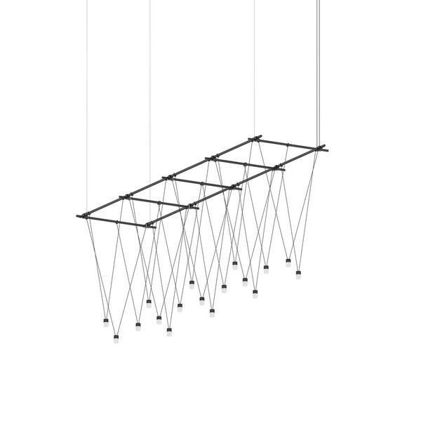 Suspenders Satin Black 8 x 2 Feet 17-Light LED Linear Chandelier, image 1