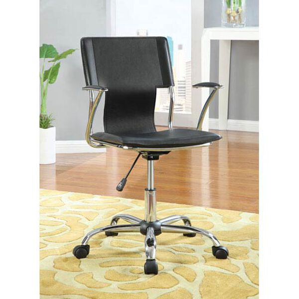 Black Contemporary Adjustable Height Task Chair, image 1