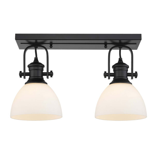 Hines Black Two-Light Semi-Flush Mount With Opal Glass, image 1