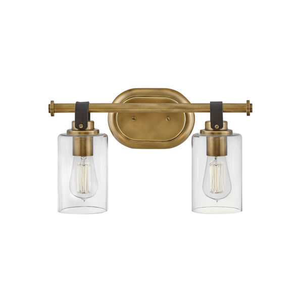Halstead Heritage Brass Two-Light Bath Vanity With Clear Glass, image 1