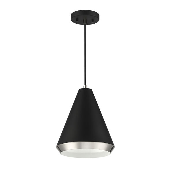 Chelsea Matte Black and Polished Nickel 10-inch One-Light Pendant, image 2