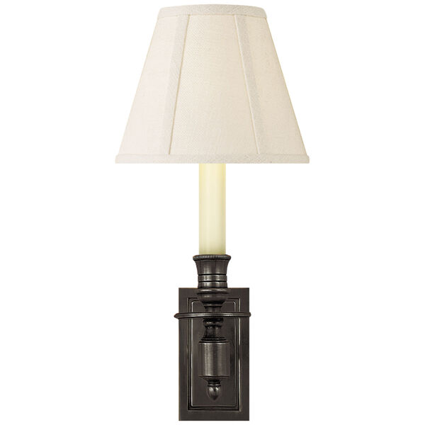 French Single Library Sconce in Bronze with Linen Shade by Studio VC, image 1