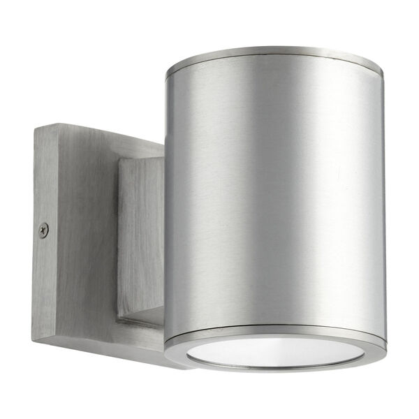 Cylinder Brushed Aluminum Two-Light LED Outdoor Wall Mount, image 1