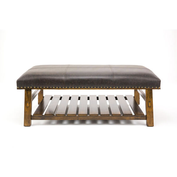 Selby Brown Slatted Shelf Accent Bench, image 1