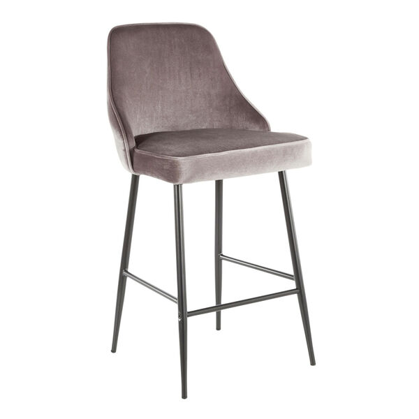 Marcel Black and Silver 37-Inch Bar Stool, Set of 2, image 2