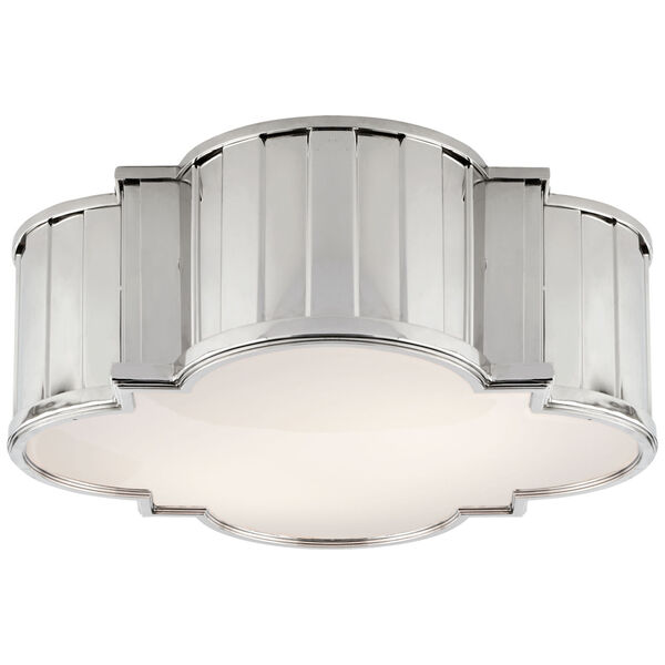 Tilden Large Flush Mount in Polished Nickel with White Glass by Thomas O'Brien, image 1