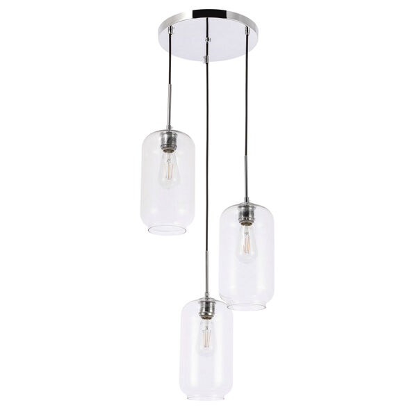 Collier Chrome 16-Inch Three-Light Pendant with Clear Glass, image 4