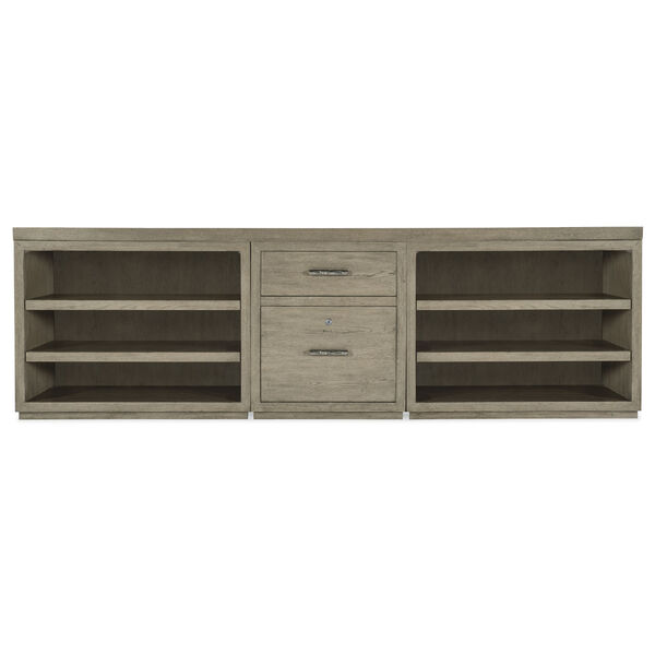 Linville Falls Smoked Gray 96-Inch Credenza with File and Two Open Desk Cabinets Credenza, image 4
