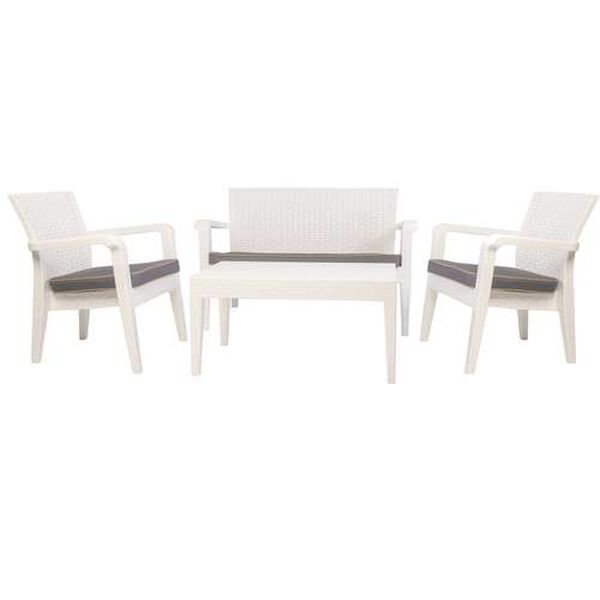 Alaska White Anthracite Four-Piece Outdoor Seating Set with Cushion, image 1