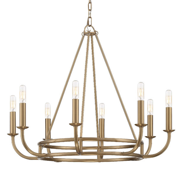 Bailey Aged Brass 28-Inch Eight-Light Chandelier, image 1