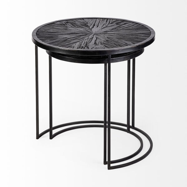 Chakra Dark Wood Black Round Nesting Table, Set of Two, image 5
