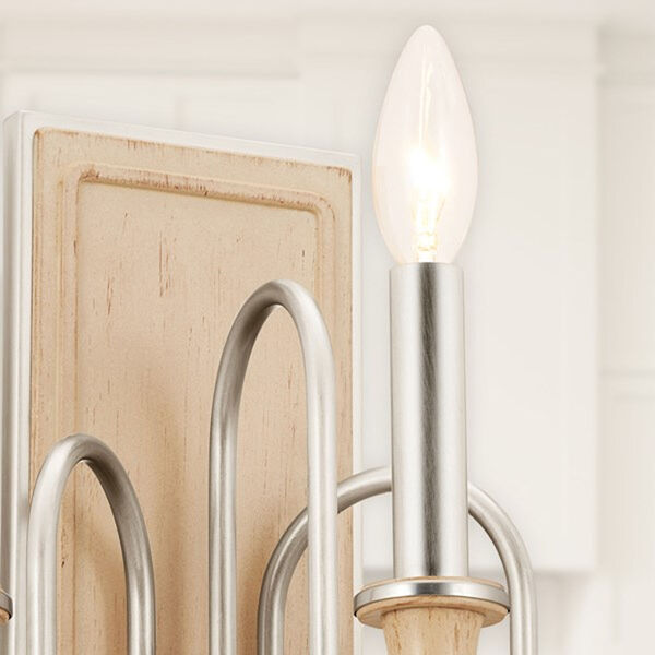 Homestead Beech and Brushed Nickel Three-Light Wall Sconce, image 3