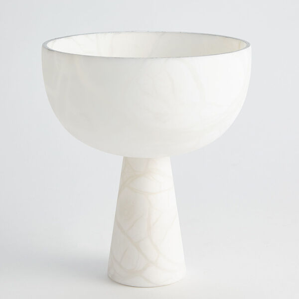White Footed Alabaster Bowl with Silver, image 6