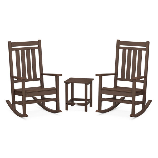 Estate Mahogany Outdoor Rocking Chair Set with Side Table, 3-Piece, image 1