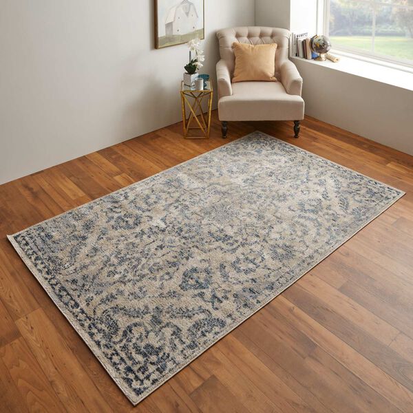 Camellia Blue Gray Ivory Rectangular 4 Ft. 3 In. x 6 Ft. 3 In. Area Rug, image 2