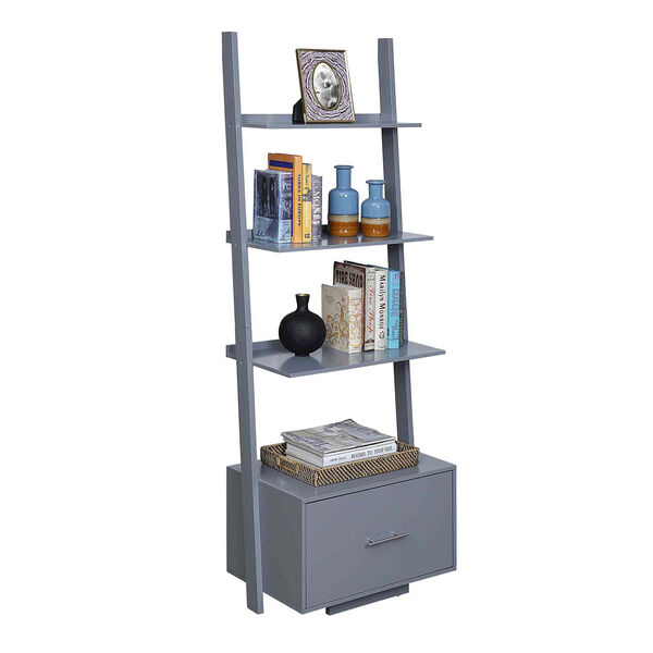 American Heritage Gray 16-Inch Bookcase with File Drawer, image 4