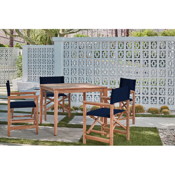 Del Ray Natural Teak  Five-Piece Square Outdoor Dining Set with Textilene Fabric, image 2