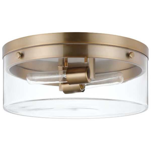 Intersection Burnished Brass Two-Light Flush Mount, image 1