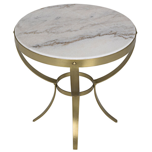 Byron Antique Brass and Stone Side Table, image 6