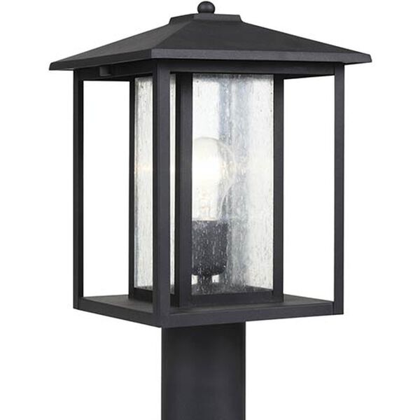 Hunnington Black One-Light Outdoor Post Lantern with Clear Seeded Glass, image 1