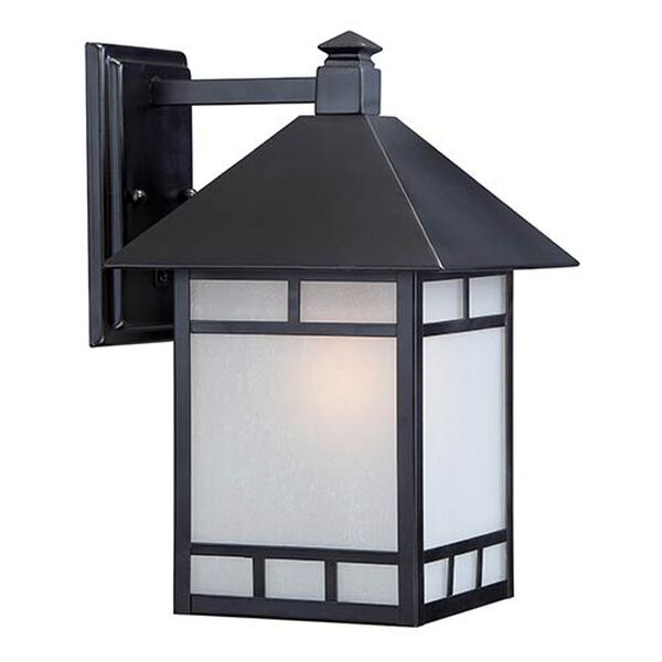Drexel Stone Black One-Light 9-Inch Wide Outdoor Wall Sconce with Frosted Seed Glass, image 1