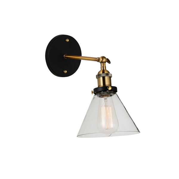 Eustis Black and Gold Brass One-Light Wall Sconce, image 1