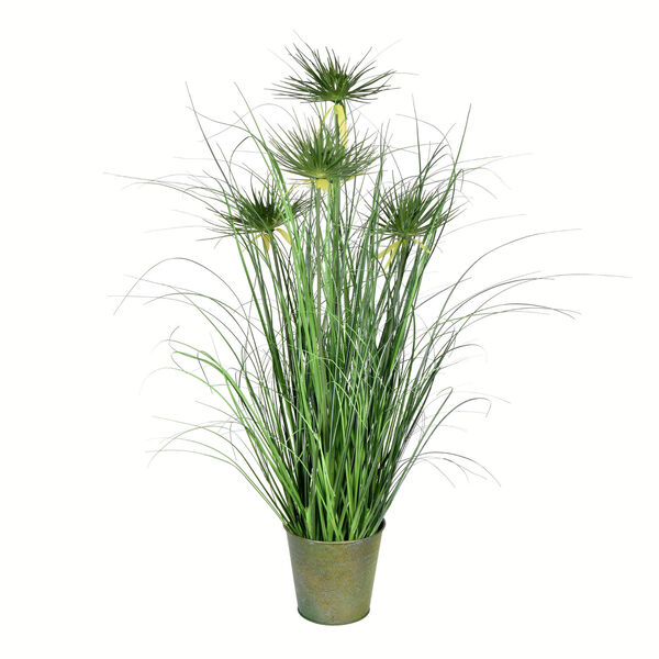 Green 36-Inch Cyperus Grass with Iron Pot, image 1