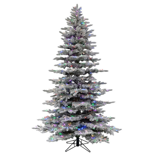 White 7.5 Feet x 57-Inch Flocked Arctic Fir LED  Artificial Christmas Tree with 504 RGB Color, image 1