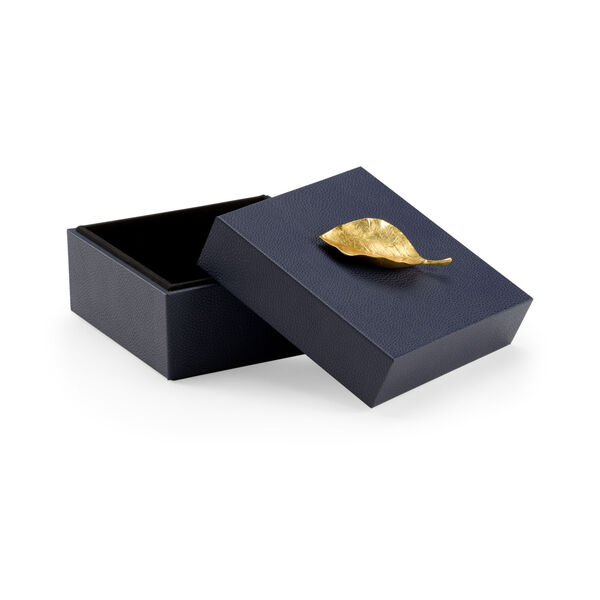 Pam Cain  Navy and Metallic Gold Leaf Handle Box, image 2