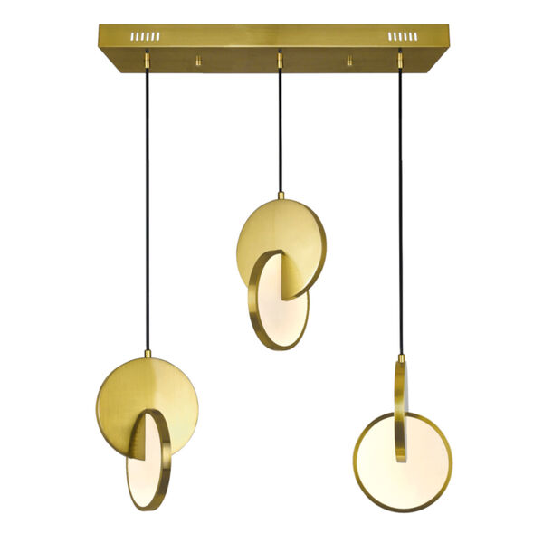 Tranche Brushed Brass Integrated LED 24-Inch Chandelier, image 1