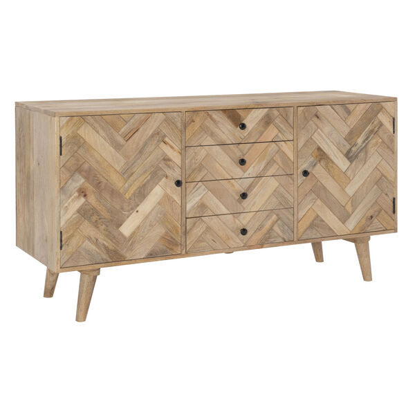 Megan Natural Console with Four Drawers and Two Doors, image 1