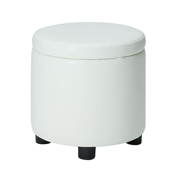 Designs4Comfort White Round Accent Storage Ottoman, image 4