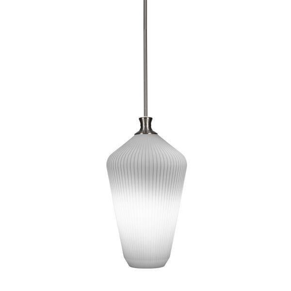 Carina Brushed Nickel One-Light 20-Inch Stem Hung Pendant with Opal Frosted Glass, image 1