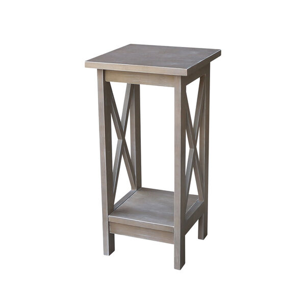 Solid Wood 24 inch X-sided Plant Stand in Washed Gray Taupe, image 1