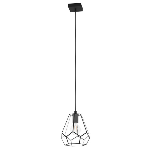 Mardyke Structured Black One-Light Mini Pendant with Geometric Clear Glass, image 1