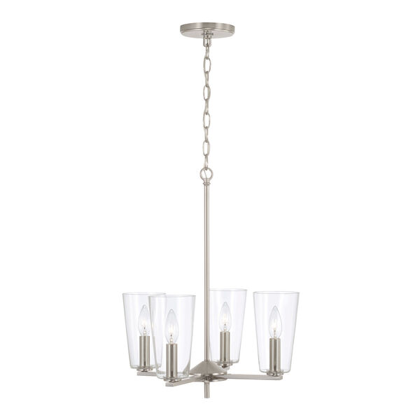 Portman Brushed Nickel Four-Light Pendant with Clear Glass, image 1
