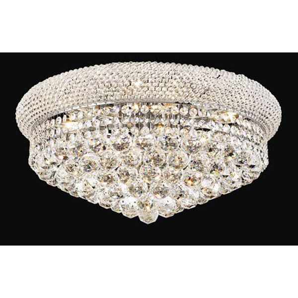 Primo Chrome Ten-Light Flush Mount with Royal Cut Clear Crystal, image 1