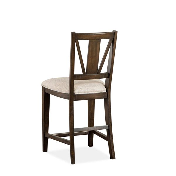 Westley Falls Aged Pewter Wood Counter Chair with Upholstered Seat, image 2