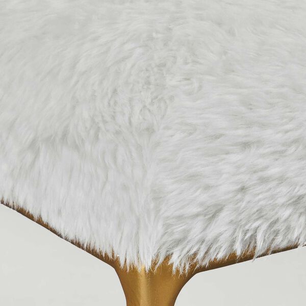 Soft Gold White Charmed Sheepskin Bench, image 4