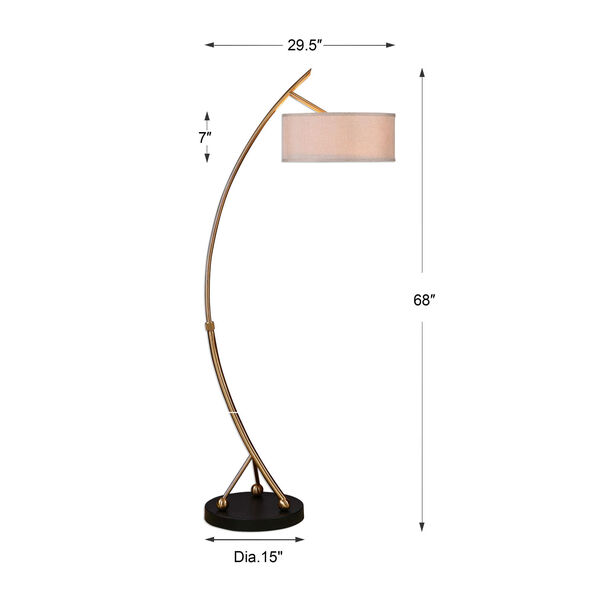 Vardar Brushed Brass Two-Light Floor Lamp, image 3