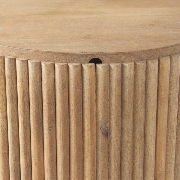Terra Light Brown Wood Fluted Round Side Table, image 4