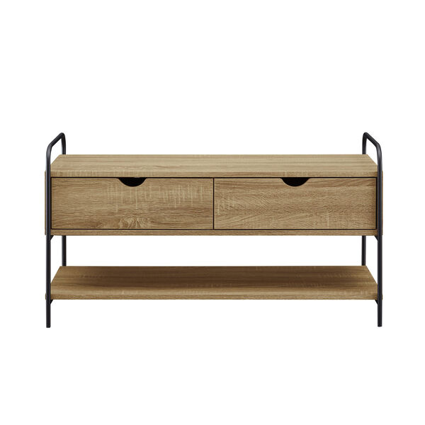 Mission Driftwood and Black Two Drawer Entry Bench with Shoe Storage, image 3