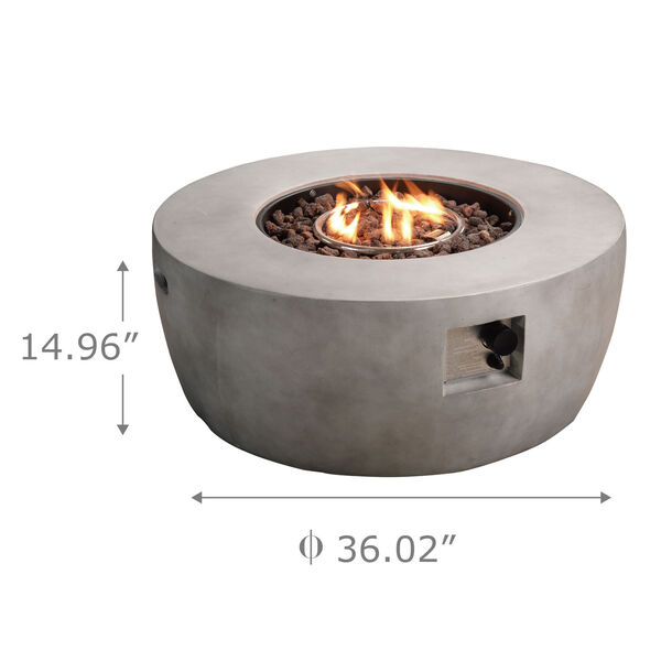 Light Grey Outdoor 36-Inch Round Concrete Gas Fire Pit, image 4