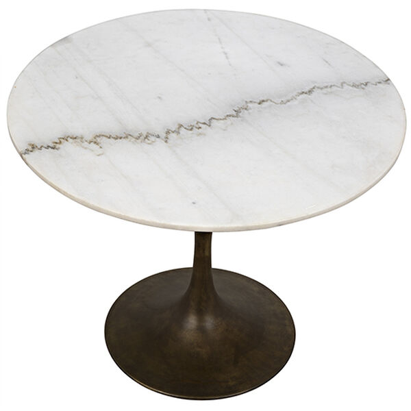 Laredo Aged Brass 36-Inch Table with White Marble Top, image 7