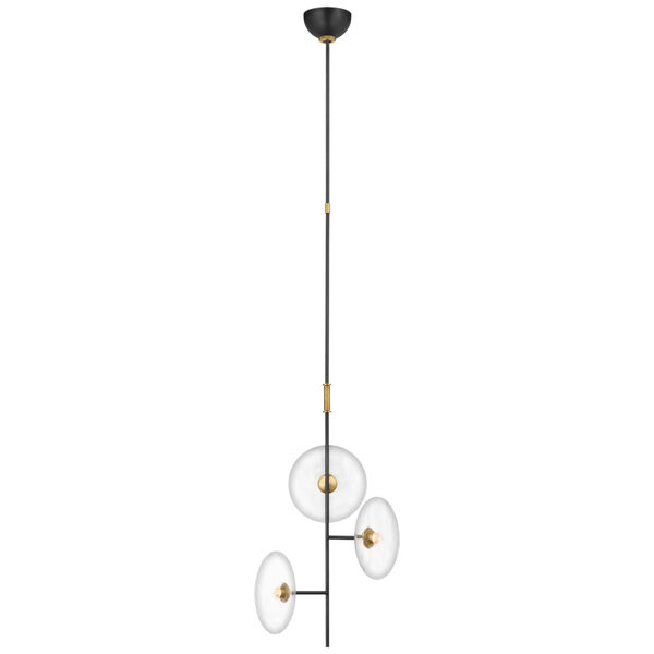 Calvino Mini 3-Light Chandelier in Aged Iron and Hand-Rubbed Antique Brass with Clear Glass by Ian K. Fowler, image 1