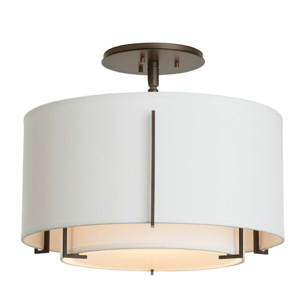 Exos Dark Smoke One-Light Semi Flush Mount with Natural Anna Outer Shade, image 1