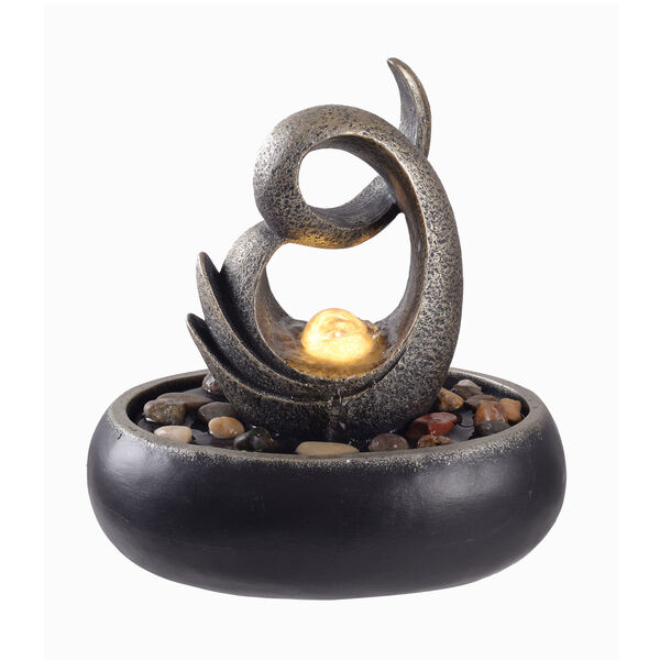 Charcoal and Bronze Table Top Fountain with LED Light, image 2