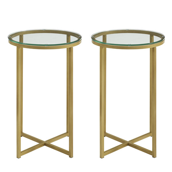 Alissa Gold Metal X-Leg Side Table, Set of Two, image 3